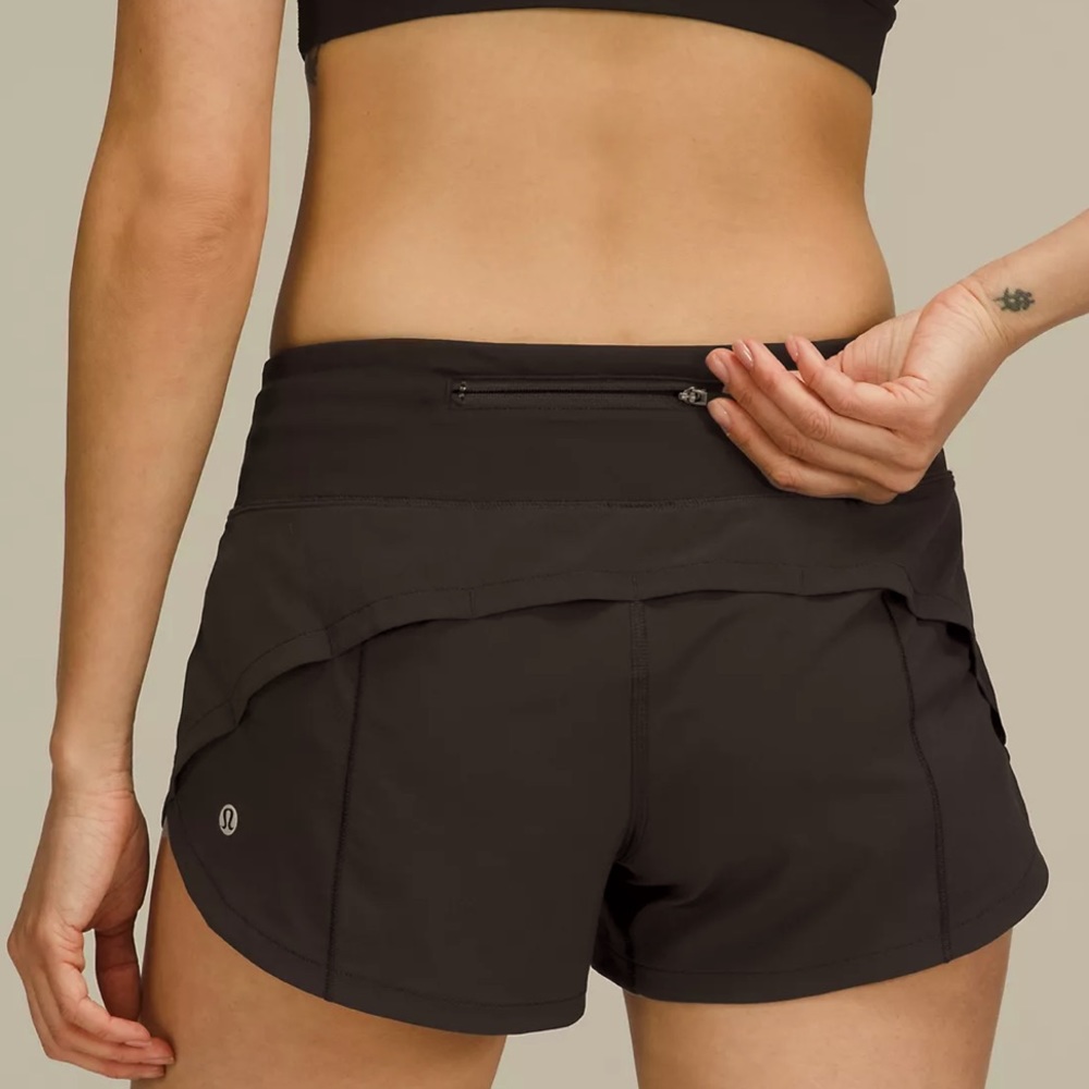 Lululemon black speed up low rise lined shorts. Size 6